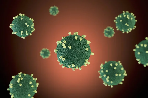 緑のコロナウイルス2019 Ncvインフルエンザ感染症 コロナウイルスのヘルス危機の概念 3Dレンダリング — ストック写真