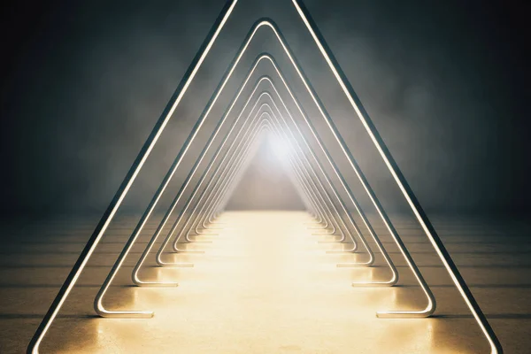 Moderno Interno Futuristico Con Corridoio Triangolo Luminoso Astratto Innovazione Concetto — Foto Stock
