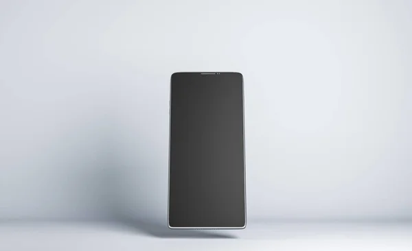 智能手机 白色背景上有黑色屏幕 大装置 技术概念 模特儿 3D渲染 — 图库照片