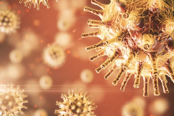 Mikroskopijny Widok Komórek Wirusa 2019 Ncov Koncepcja Kryzysu Koronawirusowego Renderowanie — Zdjęcie stockowe