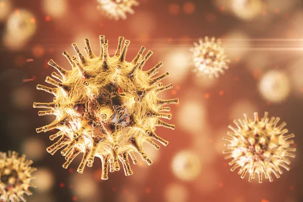 オレンジコロナウイルス2019 Ncovインフルエンザ感染症 コロナウイルスのヘルス危機の概念 3Dレンダリング — ストック写真