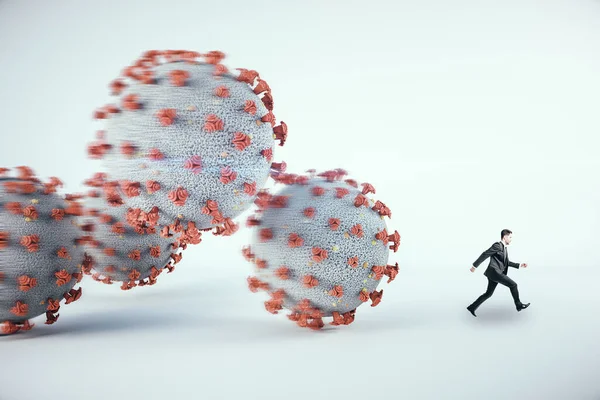 Omul Afaceri Fuge Infecția Coronavirus 2019 Ncov Gripă Conceptul Criză — Fotografie, imagine de stoc