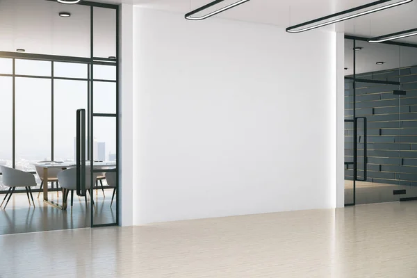 Modernes Besprechungsbüro Mit Weißer Wand Tisch Und Stühlen Arbeitsplatz Und — Stockfoto