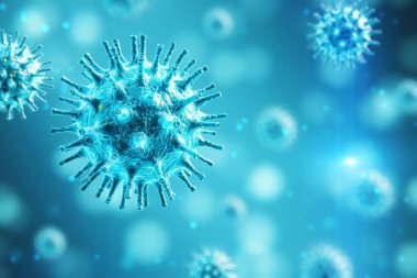 Mavi mikrop virüsü 2019-NCov. Coronavirus helath kriz konsepti. Yaklaş, 3B Hazırlama