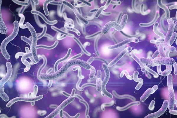 Purple micro bacterium organisms. Coronavirus helath crisis concept.  3D Rendering