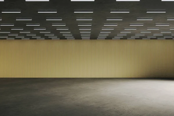 Interior Minimalista Hormigón Amarillo Con Lámparas Techo Espacio Copia Pared — Foto de Stock