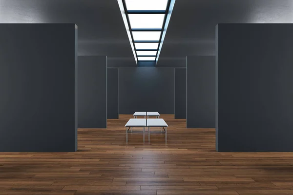 Minimalistisch Tentoonstellingshal Interieur Met Kopieerruimte Betonnen Muur Galerij Concept Mock — Stockfoto