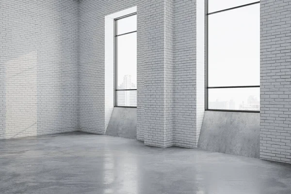 Luxury Brick Gallery Interior City View Daylight Museum Art Concept — Stock Photo, Image