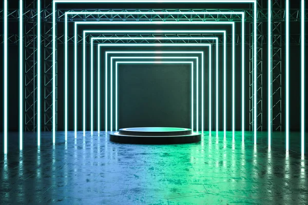 抽象的な明るい長方形の廊下と未来的なインテリア 革新と近代的な概念 3Dレンダリング — ストック写真