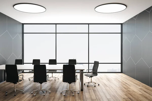 Bright Conference Room Interior Panoramic City View Workplace Company Concept — Stock Photo, Image