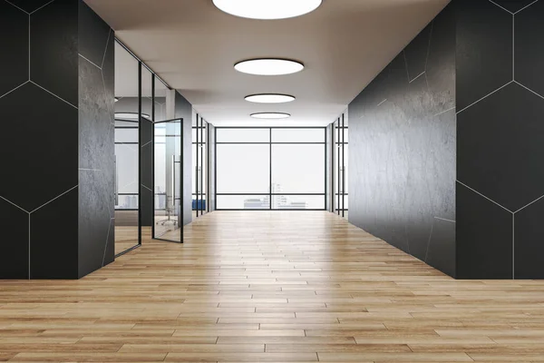Interior Ruang Kerja Dengan Lantai Kayu Tempat Kerja Dan Konsep — Stok Foto