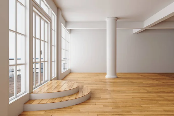 Modernes Galerieinterieur Mit Blick Auf Die Stadt Und Säule Museums — Stockfoto