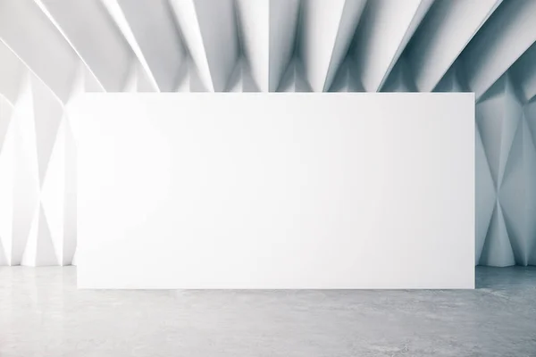 Interno Minimalista Galleria Con Parete Decorativa Bianco Pavimento Cemento Museo — Foto Stock