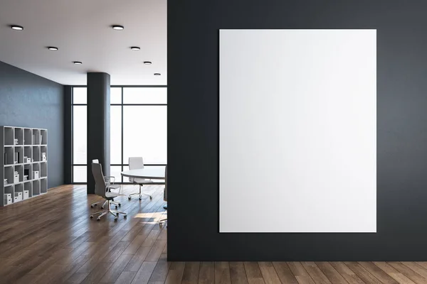 Moderna Sala Reuniones Con Póster Blanco Pared Gris Concepto Lugar — Foto de Stock