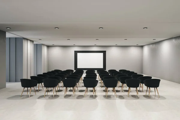 Aconchegante Sala Interior Apresentação Com Tela Branco Conceito Conferência Apresentação — Fotografia de Stock