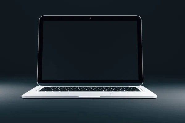 Κενό Μαύρο Mock Οθόνη Του Σύγχρονου Laptop Αφηρημένη Γκρι Φόντο — Φωτογραφία Αρχείου