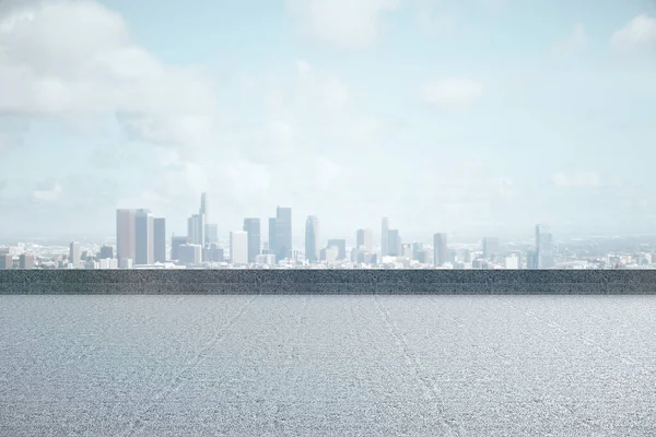 New York Manzaralı Modern Beton Çatı Şehir Konsepti Hazırlama — Stok fotoğraf