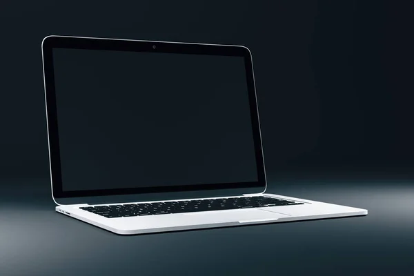 Μαύρη Μαύρη Οθόνη Laptop Στο Τραπέζι Τεχνολογία Επικοινωνία Και Προγραμματισμός — Φωτογραφία Αρχείου