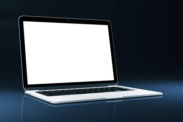Κοντινό Πλάνο Της Λευκής Οθόνης Laptop Γκρι Φόντο Τεχνολογία Επικοινωνία — Φωτογραφία Αρχείου