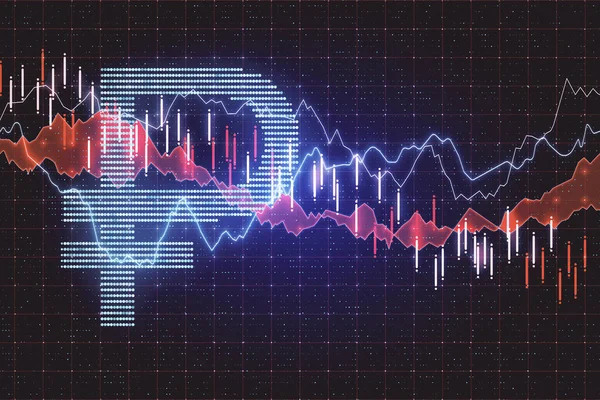 Rubl Symbol Padající Forex Graf Virtuální Obrazovce Obchodní Finanční Koncepce — Stock fotografie