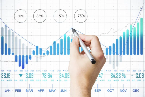Graphiques Professionnels Dessin Main Interface Stock Concept Réussite Commerciale Financière — Photo