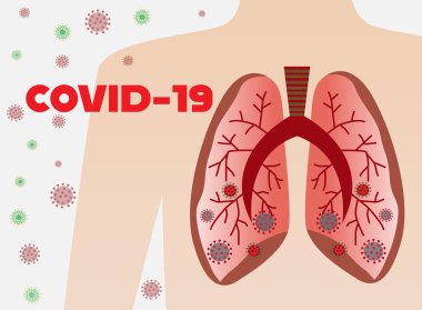 Covid-19 Official name of the 2019 novel corona virus with human lungs,vector illustration.Corona virus outbreak.