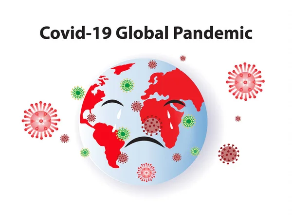 Covid Global Pandemic Globe Crying Vector Illustration Brote Covid Todo — Vector de stock
