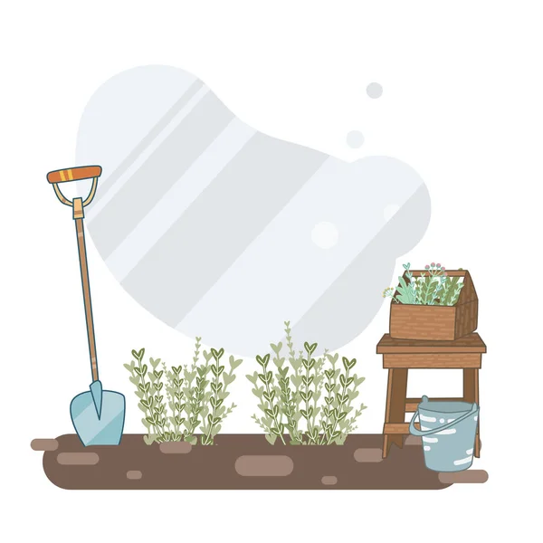 Plantio Mudas Jardim — Vetor de Stock