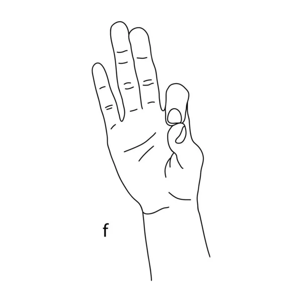 Šesté Písmeno Abecedy Znakovém Jazyce Vektorový Obrázek Ruky Jazyk Hluchých — Stockový vektor