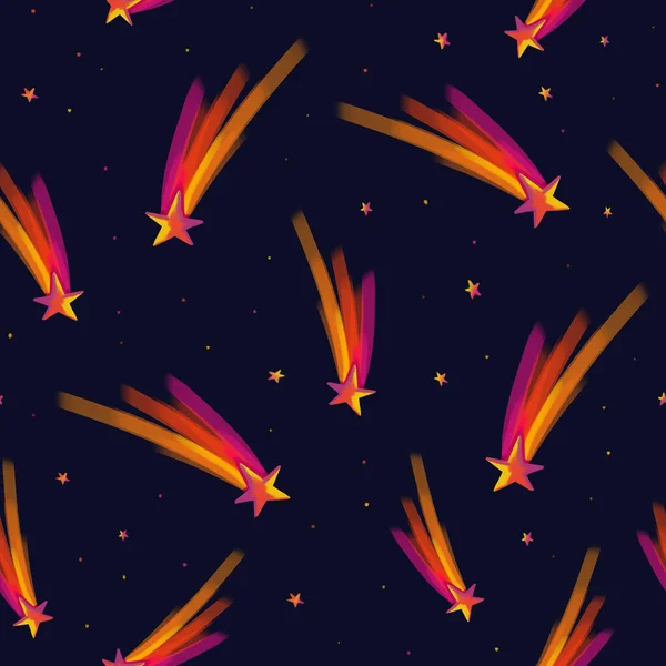 Nahtlose abstrakte Muster mit lebendigen Kometen. Kreative Kindertextur für Stoff, Verpackung, Textilien, Tapeten, Bekleidung. Niedliche Illustration. — Stockfoto