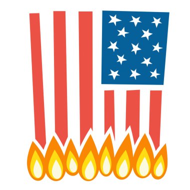 Amerikan bayrağı yanan illüstrasyon