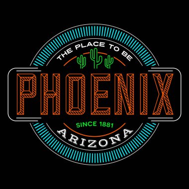 Phoenix, arizona doğrusal logo tasarım t shirt ve çıkartmalar