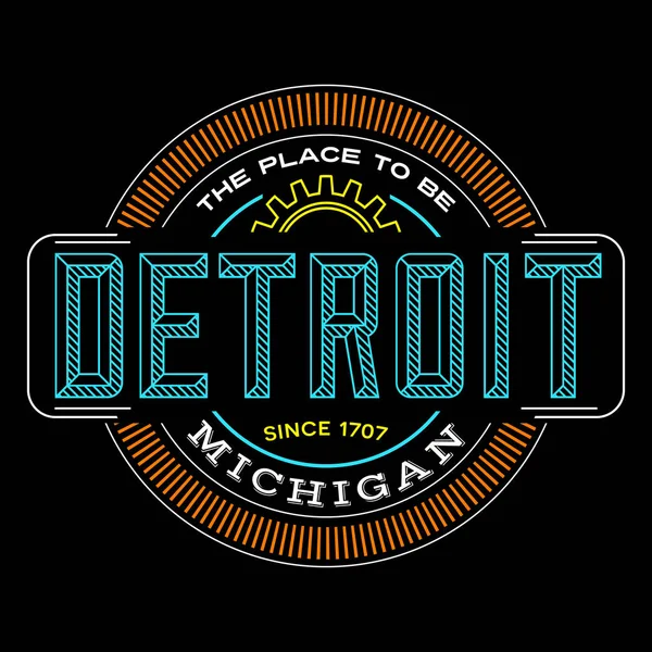 Detroit, logo lineare michigan per t-shirt e adesivi — Vettoriale Stock