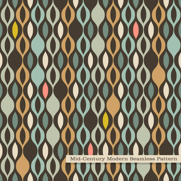 seamless retro pattern in mid century modern style. Abstract wavy stripes in vintage colors.