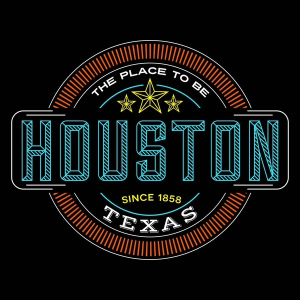 Houston, texas design de logotipo linear para camisetas e adesivos —  Vetores de Stock