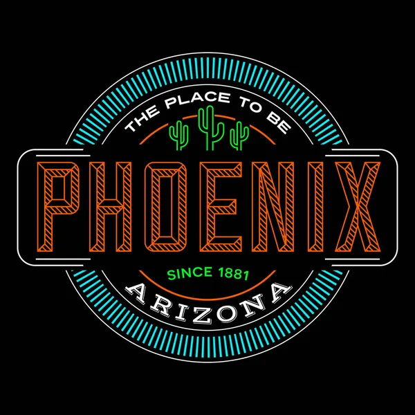 Phoenix, design de logotipo linear arizona para t-shirts e adesivos —  Vetores de Stock