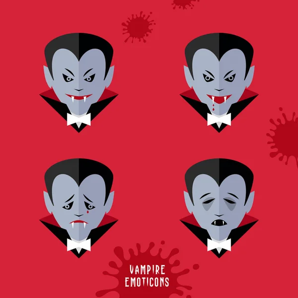 Vetor desenho animado vampiro avatar emoticons conjunto — Vetor de Stock