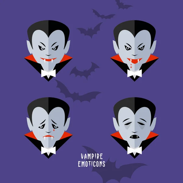 Vektör karikatür vampir avatar ifadeler kümesi — Stok Vektör
