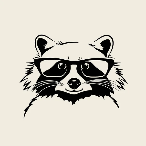 Grappige schattig vectorillustratie van een wasbeer die een bril. Voor t-shirt, poster, print ontwerp — Stockvector