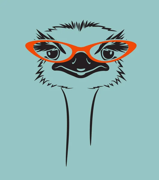 Ilustración vectorial divertido de un avestruz con gafas retro. Para camiseta, póster, diseño impreso — Vector de stock