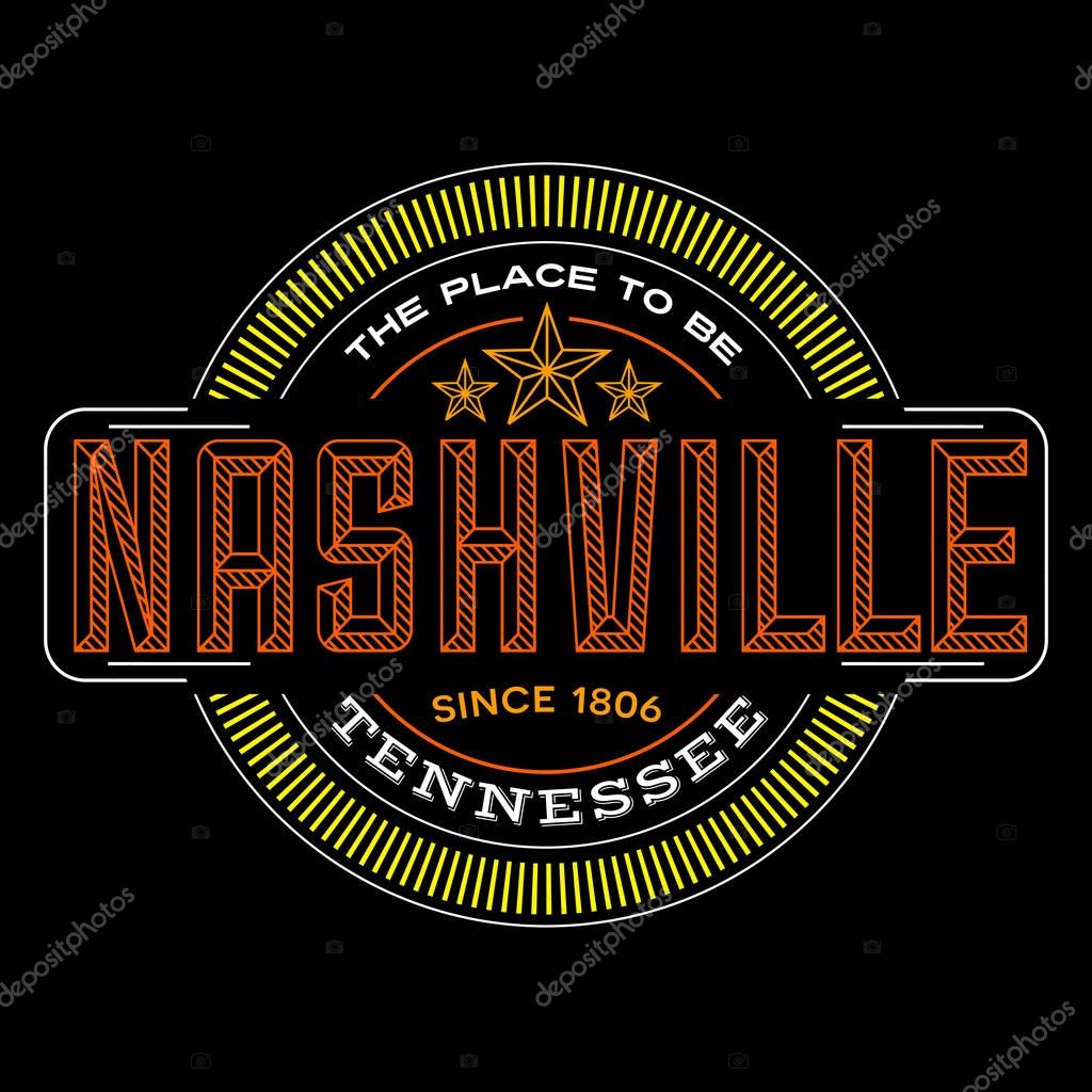 Nashville, tennessee linear logo design for t shirts and stickers