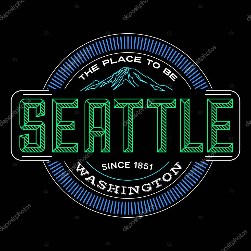 Seattle, washington linear emblem design for t shirts and stickers