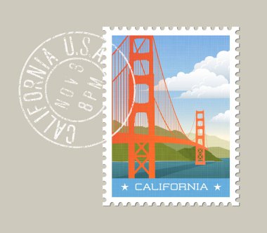 Golden gate Köprüsü California vektör çizim. 