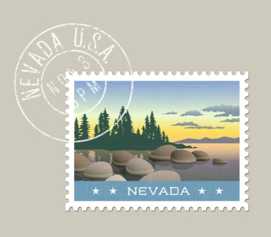 Nevada vektör çizim Tahoe Gölü kıyısındaki. 