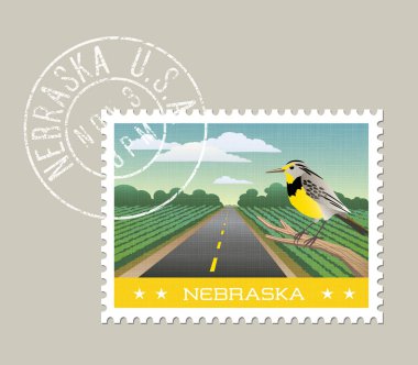 Doğal tarım arazileri ve Meadowlark Nebraska vektör çizimi. 