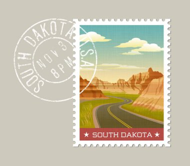 Güney Dakota vektör çizim doğal Badlands. 