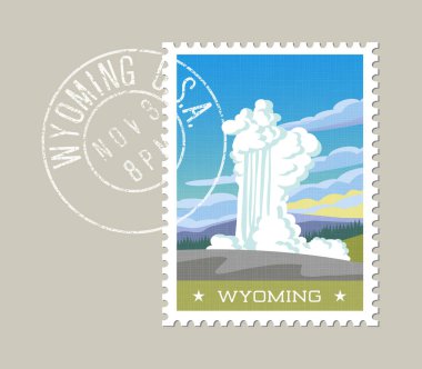 Su ve Buhar Şofben patlayan Wyoming vektör çizimi. 