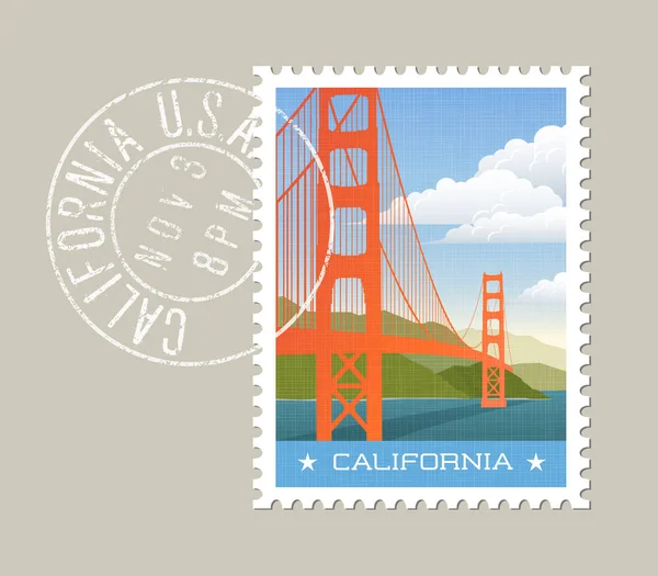 Illustrazione vettoriale californiana del Golden Gate Bridge . — Vettoriale Stock