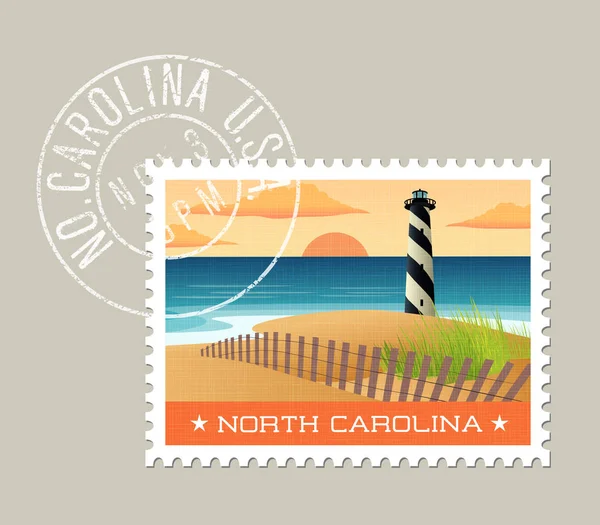 North Carolina vector illustration of lighthouse on the outer banks. — Stock Vector