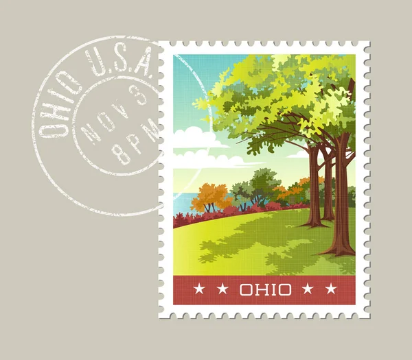 Ohio vector ilustración de parque con vistas al lago erie . — Vector de stock